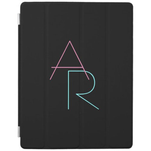 Modern Overlapping Initials  Pink Turquoise Black iPad Smart Cover