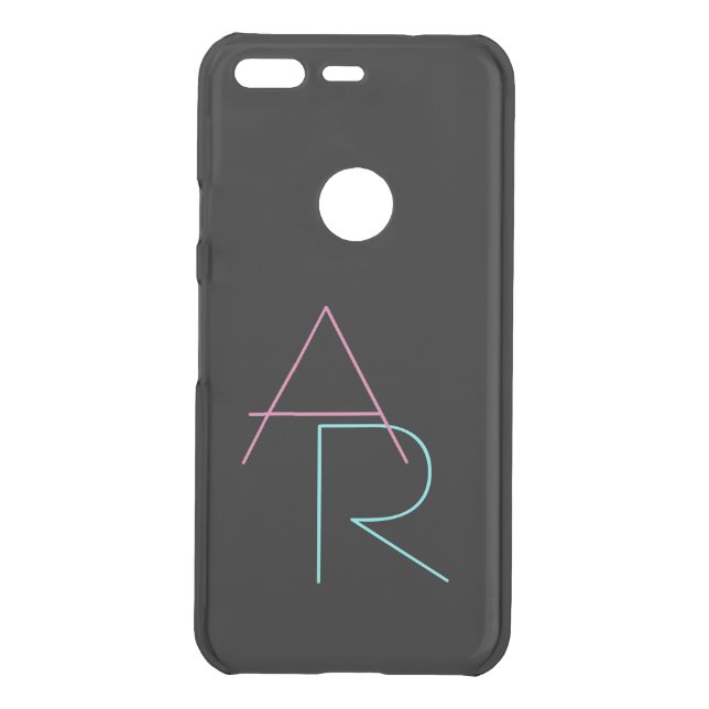 Modern Overlapping Initials | Pink Turquoise Black Uncommon Google Pixel Case (Back)