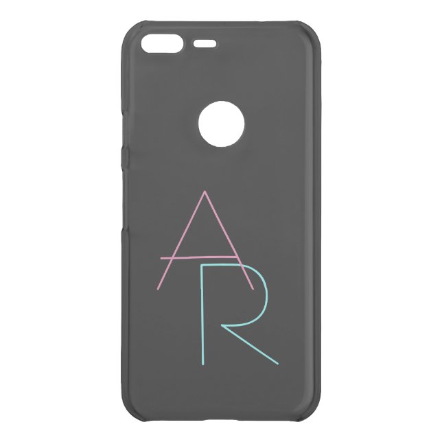 Modern Overlapping Initials | Pink Turquoise Black Uncommon Google Pixel XL Case (Back)