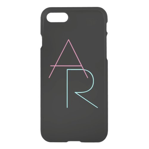 Modern Overlapping Initials  Pink Turquoise Black iPhone SE87 Case