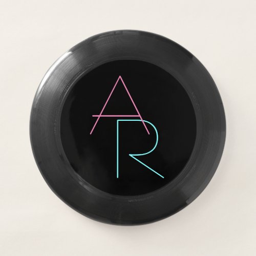Modern Overlapping Initials  Pink Turquoise Black Wham_O Frisbee
