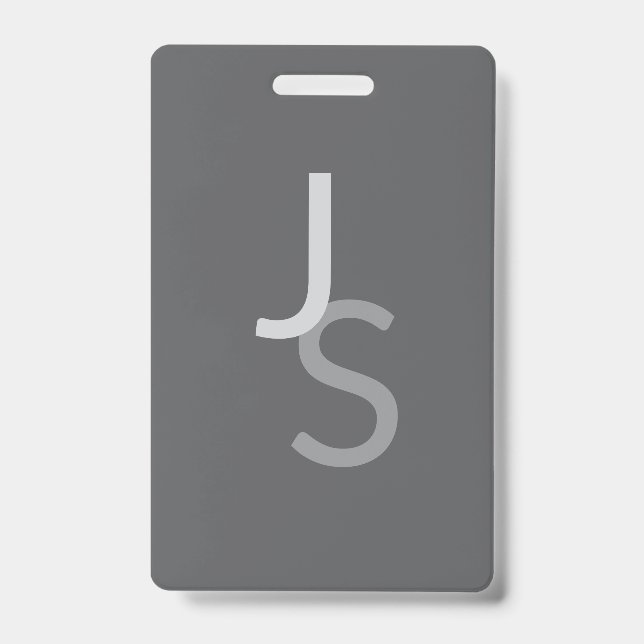 Modern Overlapping Monogrammed Initials | Gray Badge (Front)