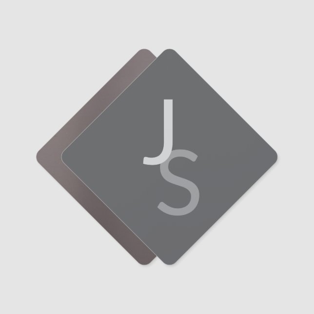 Modern Overlapping Monogrammed Initials | Gray Car Magnet (Front)