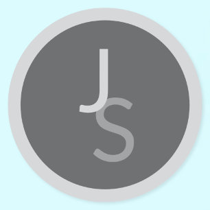 Modern Overlapping Monogrammed Initials Gray Classic Round Sticker