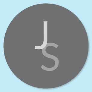 Modern Overlapping Monogrammed Initials Gray Classic Round Sticker