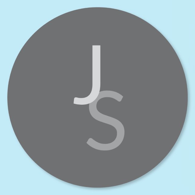 Modern Overlapping Monogrammed Initials | Gray Classic Round Sticker (Creator Uploaded)