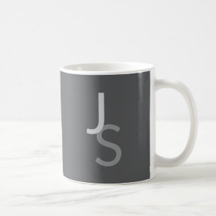 Modern Overlapping Monogrammed Initials Gray Coffee Mug