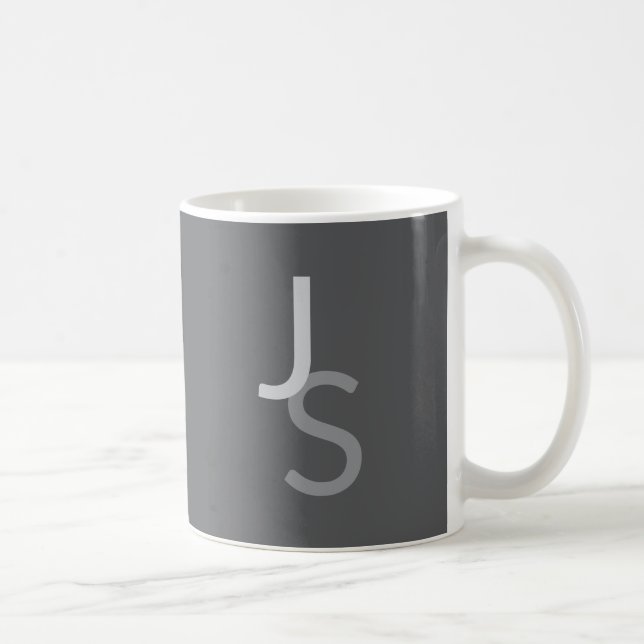 Modern Overlapping Monogrammed Initials | Gray Coffee Mug (Right)