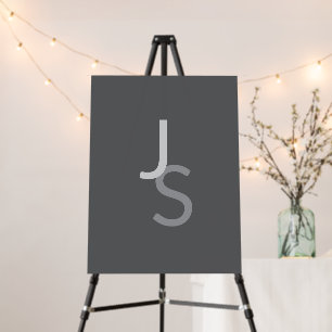 Modern Overlapping Monogrammed Initials Gray Foam Board