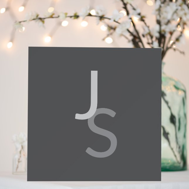 Modern Overlapping Monogrammed Initials | Gray Foam Board (In Situ (Wedding))