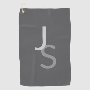 Modern Overlapping Monogrammed Initials Gray Golf Towel