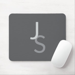 Modern Overlapping Monogrammed Initials Gray Mouse Pad