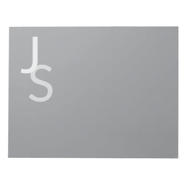 Modern Overlapping Monogrammed Initials | Gray Notepad (Front)