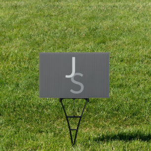 Modern Overlapping Monogrammed Initials Gray Sign