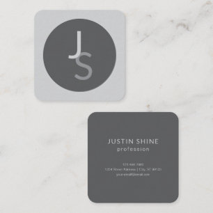 Modern Overlapping Monogrammed Initials Gray Square Business Card