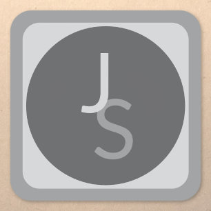 Modern Overlapping Monogrammed Initials Gray Square Sticker
