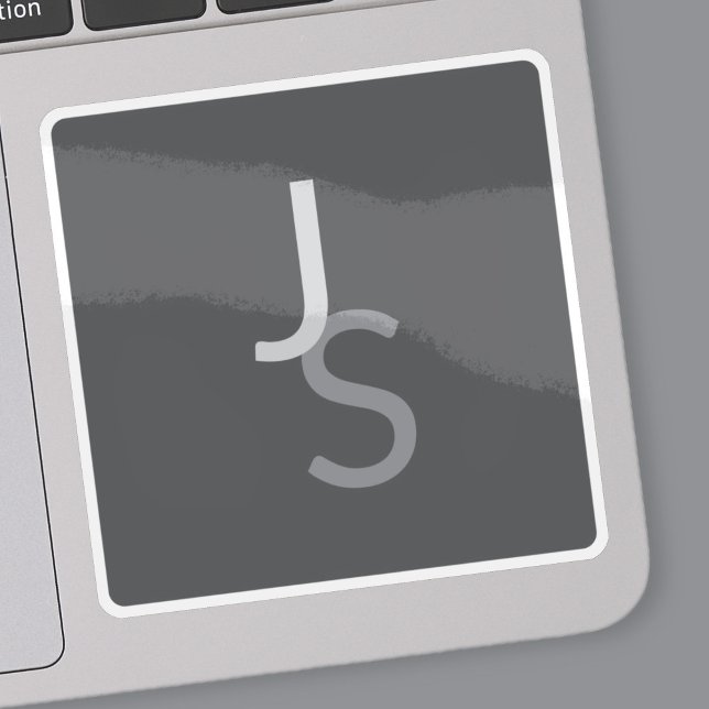 Modern Overlapping Monogrammed Initials | Gray Sticker (Creator Uploaded)