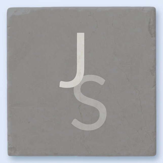 Modern Overlapping Monogrammed Initials | Gray Stone Coaster (Creator Uploaded)