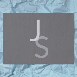 Modern Overlapping Monogrammed Initials   Gray Tissue Paper