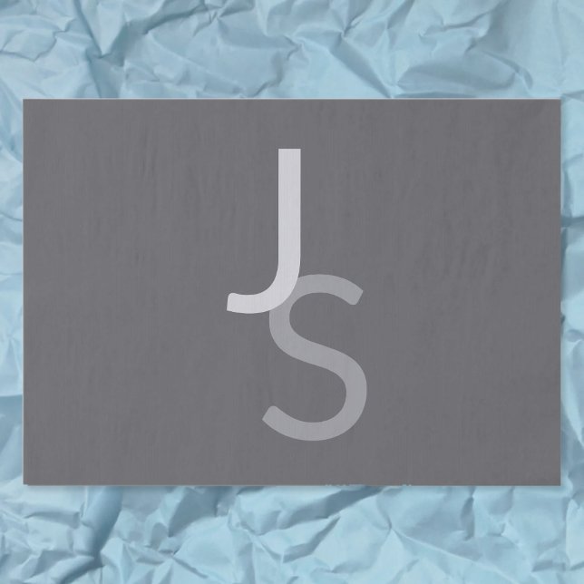 Modern Overlapping Monogrammed Initials | Gray Tissue Paper (Creator Uploaded)