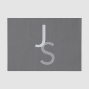 Modern Overlapping Monogrammed Initials Gray Tissue Paper
