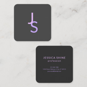 Modern Overlapping Monogrammed Initials Grey Square Business Card