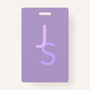 Modern Overlapping Monogrammed Initials Purple Badge