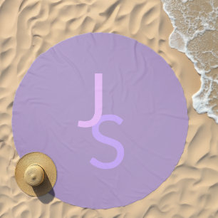Modern Overlapping Monogrammed Initials Purple Beach Towel