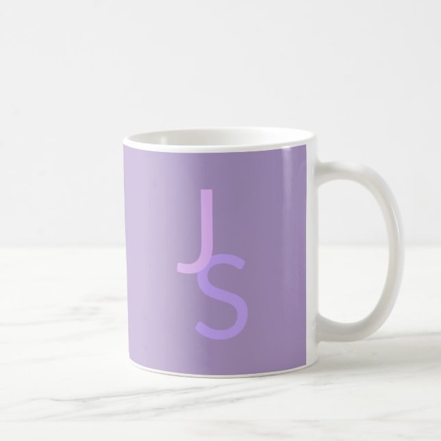 Modern Overlapping Monogrammed Initials | Purple Coffee Mug (Right)