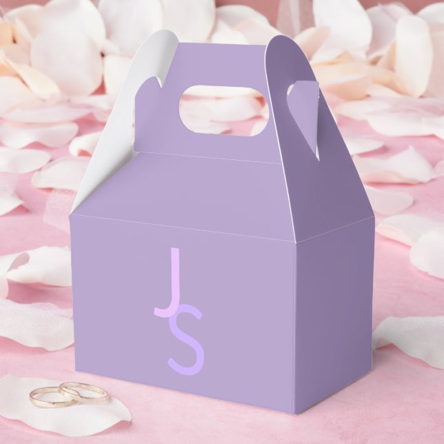 Modern Overlapping Monogrammed Initials | Purple Favor Boxes (Wedding)