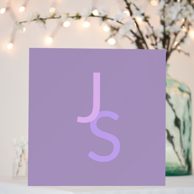 Modern Overlapping Monogrammed Initials | Purple Foam Board (In Situ (Wedding))
