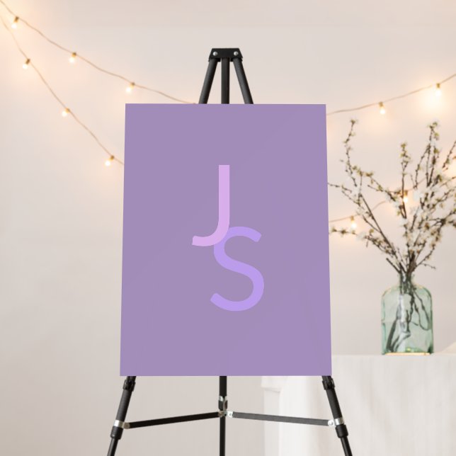 Modern Overlapping Monogrammed Initials | Purple Foam Board (In Situ (Stand))