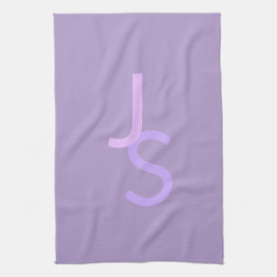 Modern Overlapping Monogrammed Initials Purple Kitchen Towel