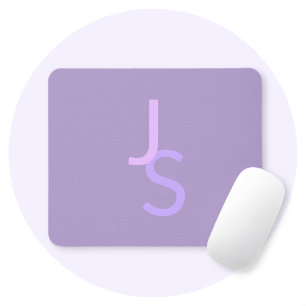 Modern Overlapping Monogrammed Initials Purple Mouse Pad