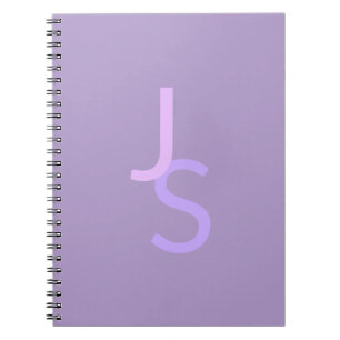 Modern Overlapping Monogrammed Initials   Purple Notebook