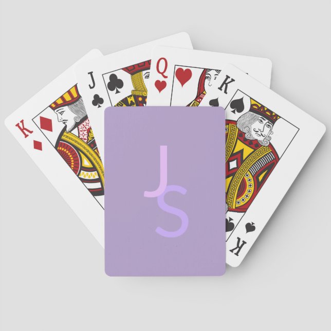Modern Overlapping Monogrammed Initials | Purple Poker Cards (Back)