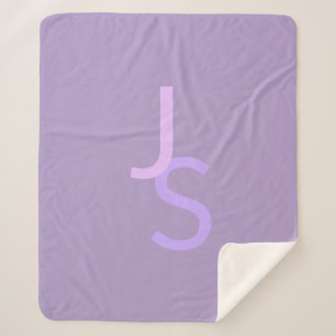 Modern Overlapping Monogrammed Initials Purple Sherpa Blanket