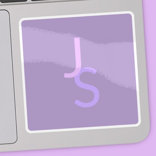 Modern Overlapping Monogrammed Initials | Purple Sticker (Creator Uploaded)