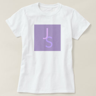 Modern Overlapping Monogrammed Initials Purple T-Shirt