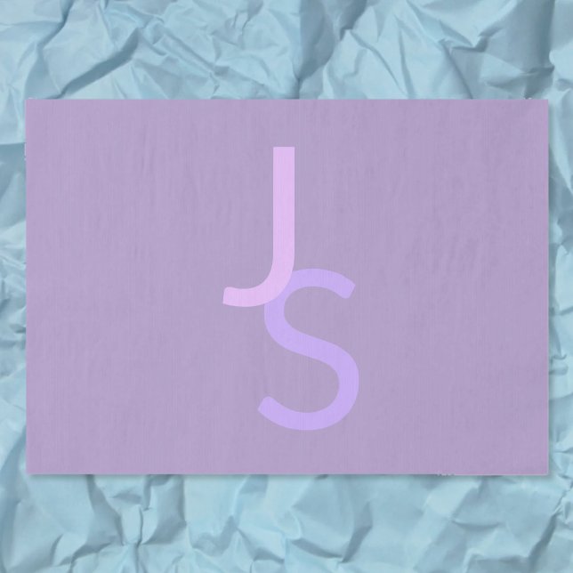 Modern Overlapping Monogrammed Initials | Purple Tissue Paper (Creator Uploaded)