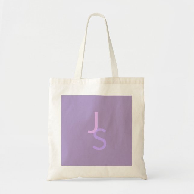 Modern Overlapping Monogrammed Initials | Purple Tote Bag (Front)