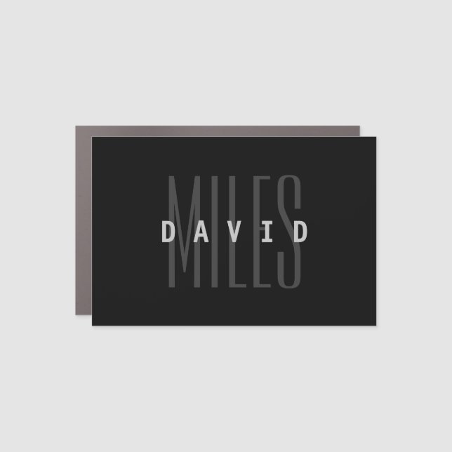 Modern Overlapping Name & Surname Car Magnet (Front)