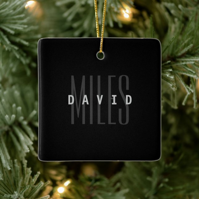 Modern Overlapping Name & Surname Ceramic Ornament (Tree)