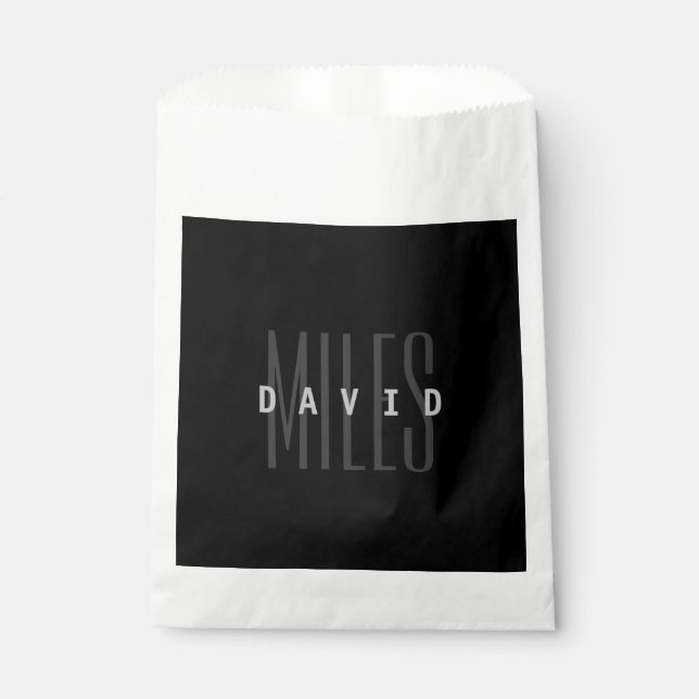 Modern Overlapping Name & Surname Favor Bag (Front)