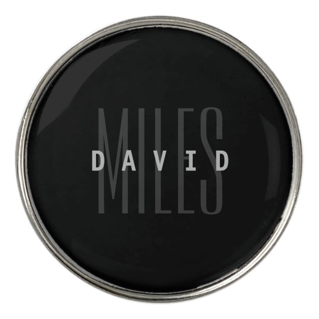 Modern Overlapping Name & Surname Golf Ball Marker (Front)