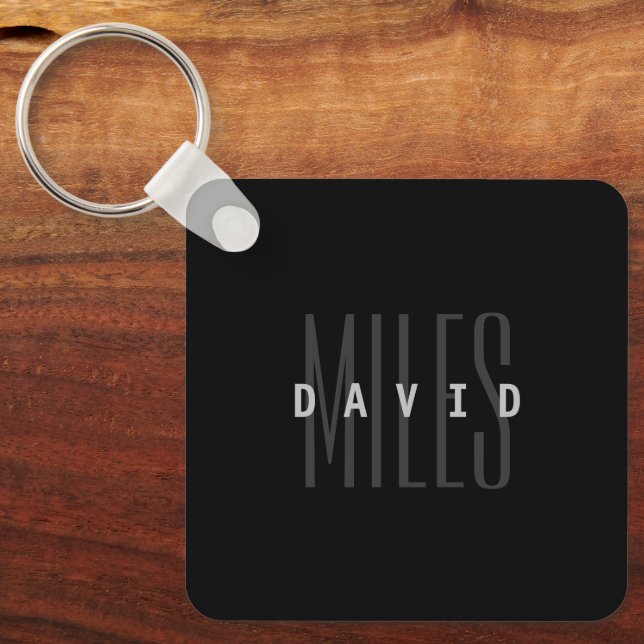 Modern Overlapping Name & Surname Keychain (Front)