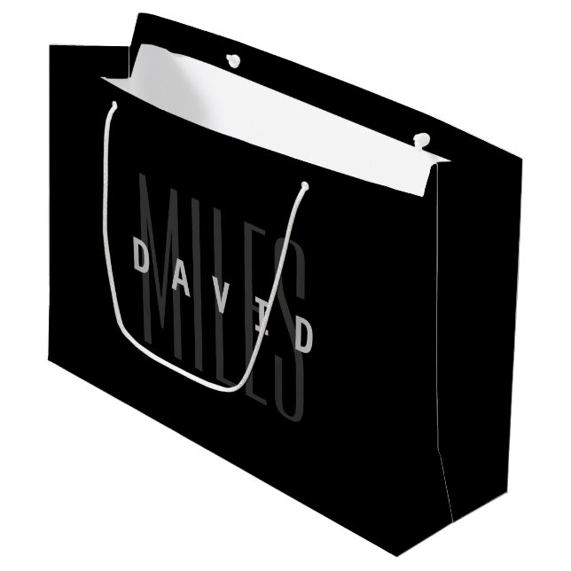Modern Overlapping Name & Surname Large Gift Bag (Front Angled)