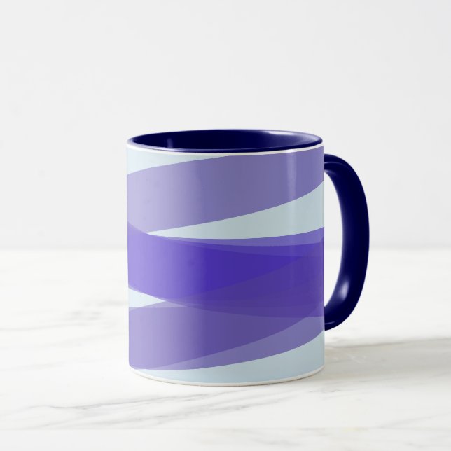 Modern Overlapping Purple Stripes Mug (Front Right)