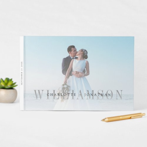 Modern Overlay Front  Back Photo Wedding Guest Book