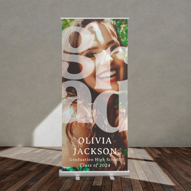 Modern Overlay Lettering GRAD Photo Graduation  Retractable Banner (Creator Uploaded)